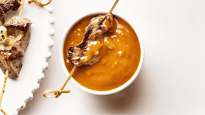 Peanut Butter Chicken Skewers with Teriyaki Glaze